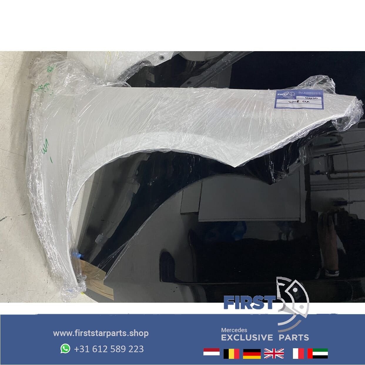 W118 X118 CLA ZIJSCHERM WIT RECHTS Mercedes 2019-2022 ORIGIN, Garde-boue, Droite, Utilisé, -