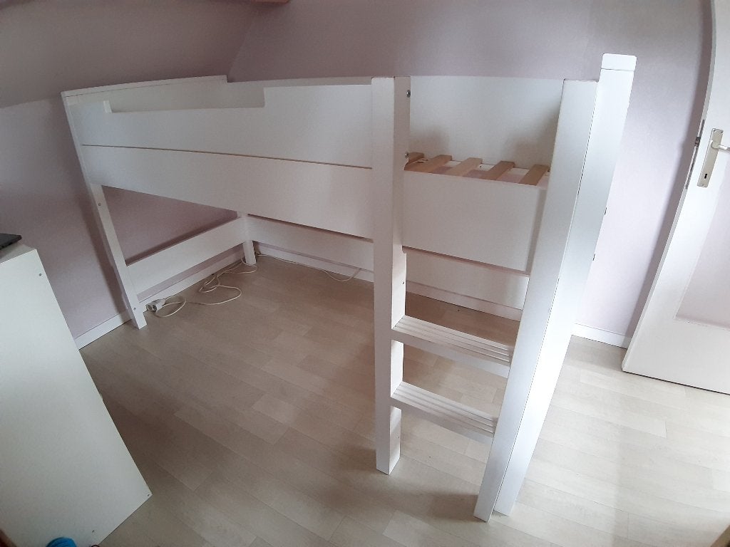 Lit surélevé BOPITA - 90x200, Lit mezzanine ou Lit superposé, Enlèvement, 180 cm ou plus, 85 à 100 cm