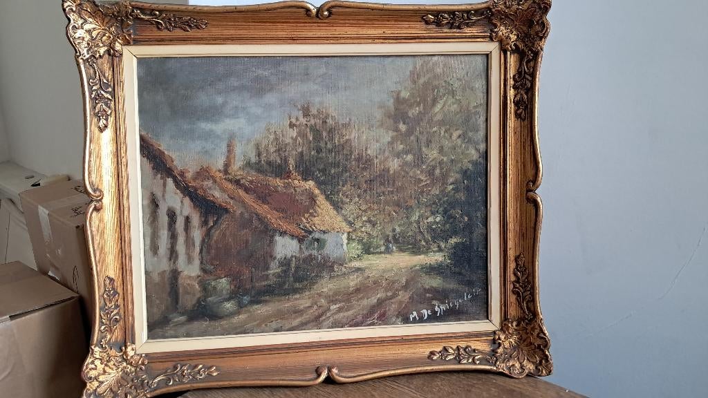 Tableau Marthe De Spiegeleir 'Paysage rural', Antiek en Kunst, Ophalen