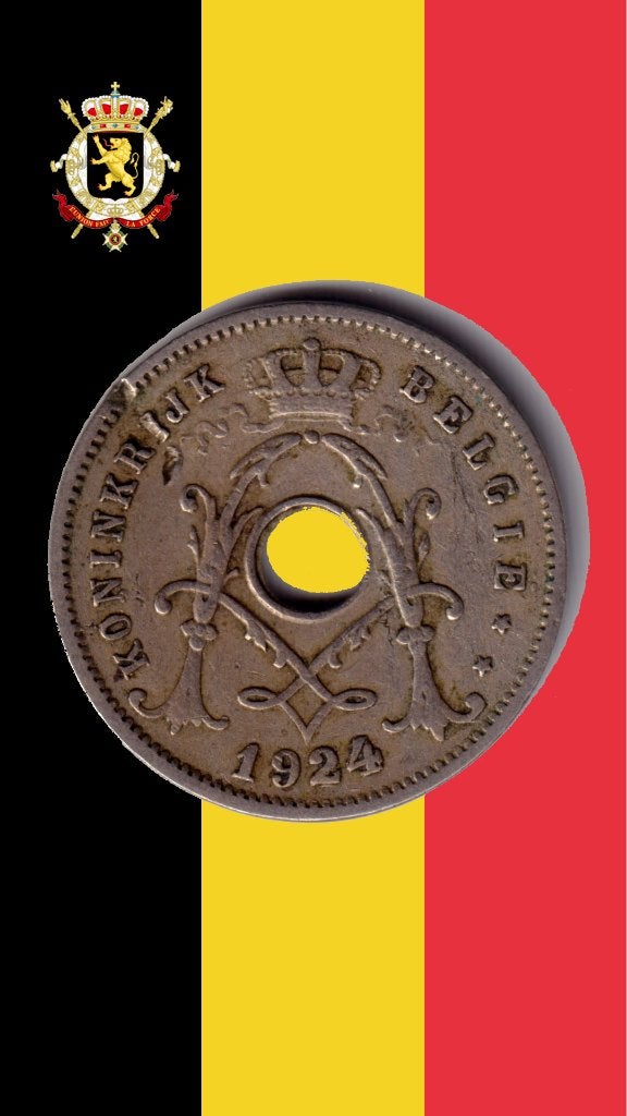 VARIANT: 5 cent 1924 VL (2x 4 west) - Albert I, Postzegels en Munten, Verzenden, Losse munt