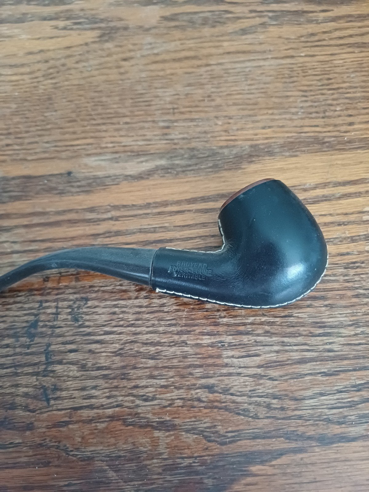 MYON vintage pijp in echte bruyère bekleed met zwart leer, Verzenden, Gebruikt, Overige typen