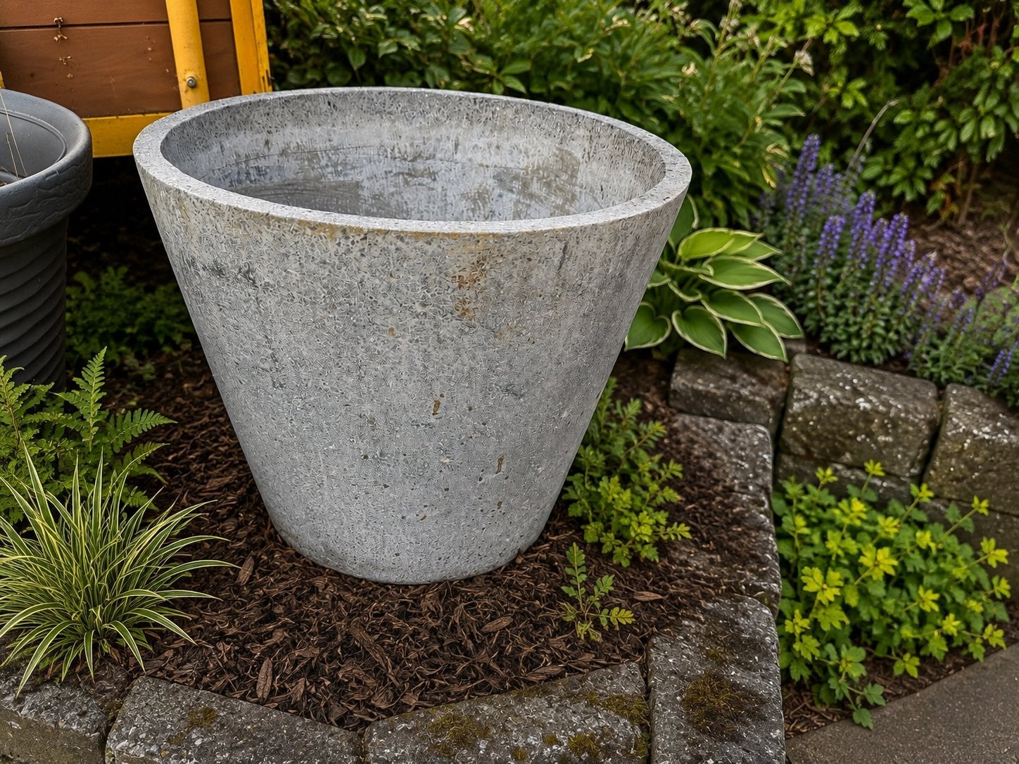 Betonnen bloempot – 50 cm Ø – 42 cm H (+ : Ø 38 cm-H 33 cm), Enlèvement, Comme neuf, Jardin