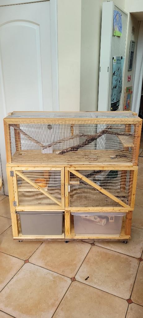 Grande Cage gerbilles hamster avec rangements faits maison, 90 cm ou plus, Cage, Comme neuf, Enlèvement