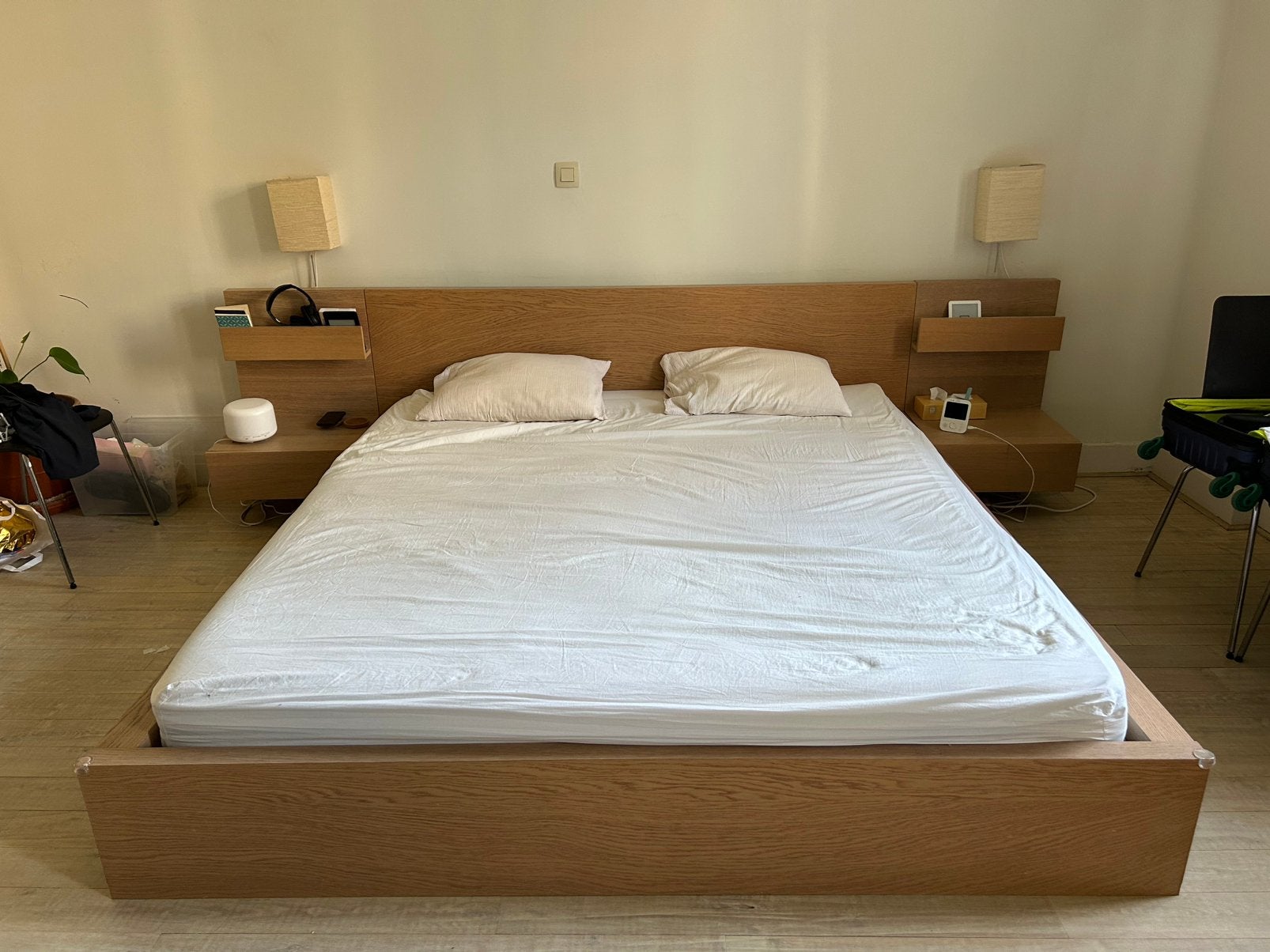 Cadre de lit IKEA MALM avec tables de chevet intégrées, Enlèvement, Utilisé, 180 cm, 200 cm