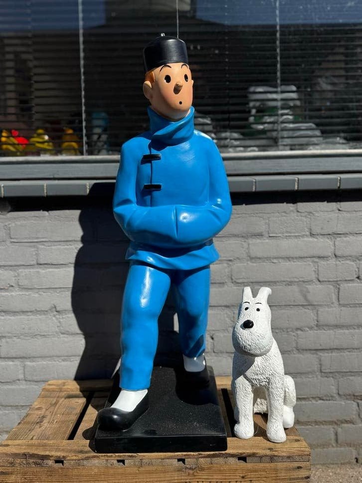 Groot Kuifje en Bobbie beeld - Blauw kostuum, Verzamelen, Stripfiguren