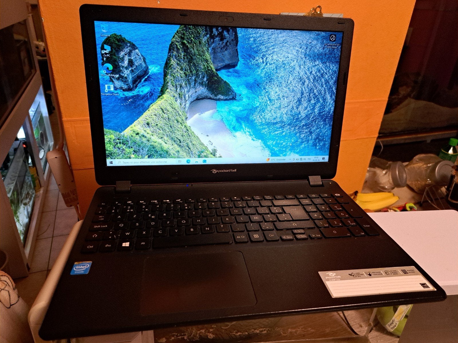 packard bell celeron n2840 15.6" de 4gb+500gb+intel hd.win11, Enlèvement ou Envoi, 16 pouces, Comme neuf, Azerty