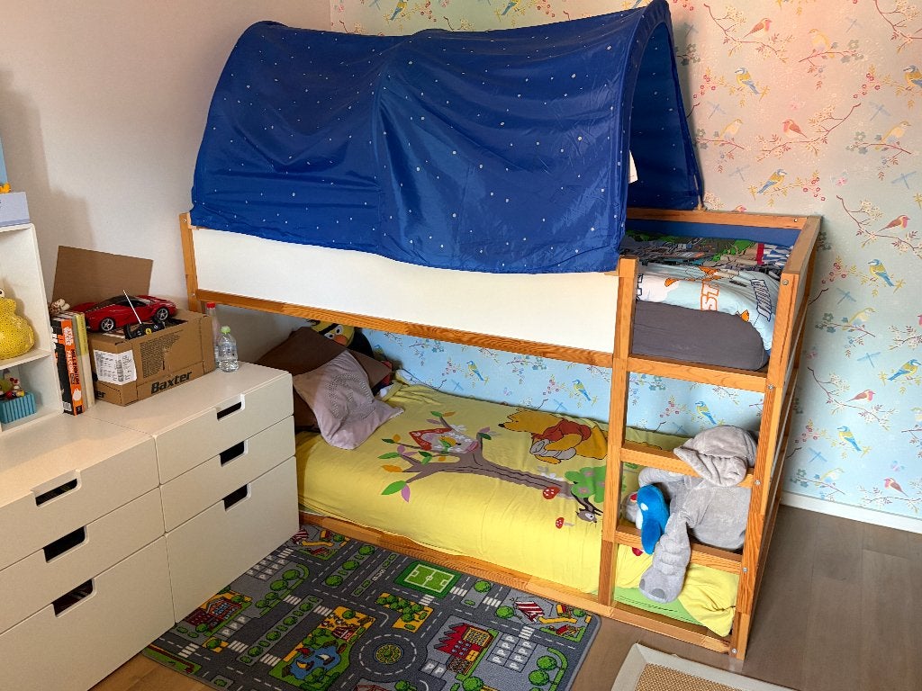 hoogslaper, Huis en Inrichting, Slaapkamer | Bedden, Zo goed als nieuw, Eenpersoons, 100 cm, 210 cm, Hout, Wit, Ophalen