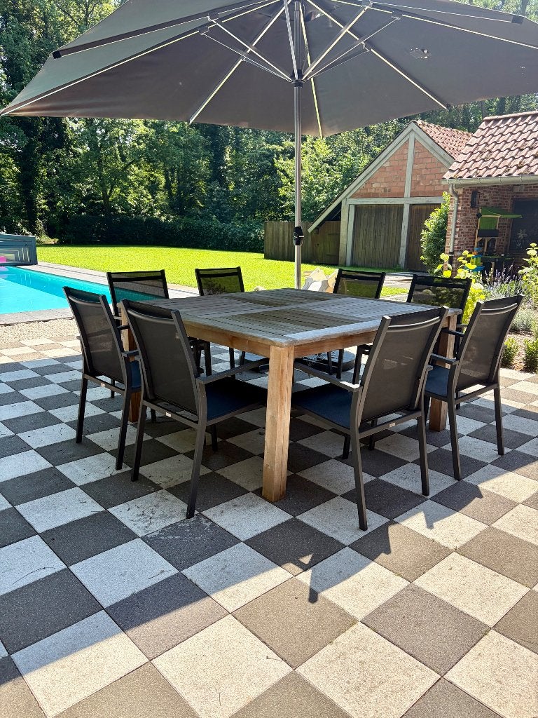 8 tuinstoelen antraciet, Ophalen, Zo goed als nieuw, Aluminium, Stapelbaar