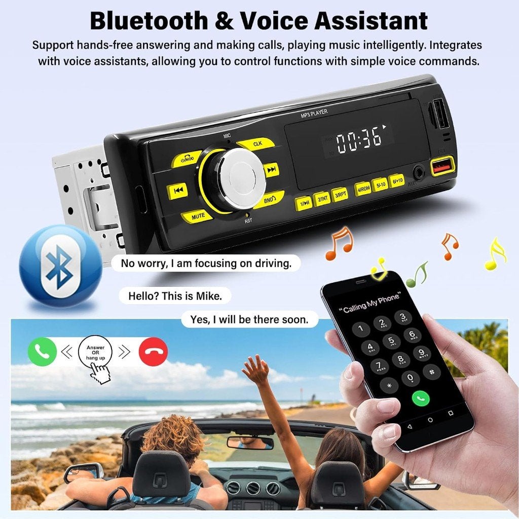 (23) Bluetooth 5.1 Autoradio 1 DIN, Autos : Divers, Autoradios, Enlèvement ou Envoi, Neuf