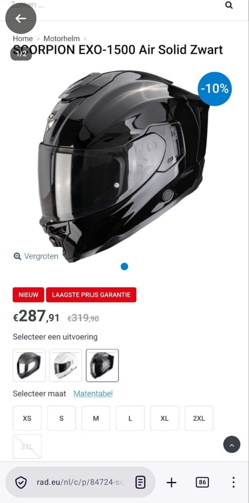 casque scorpion exo1500 air, Enlèvement, M