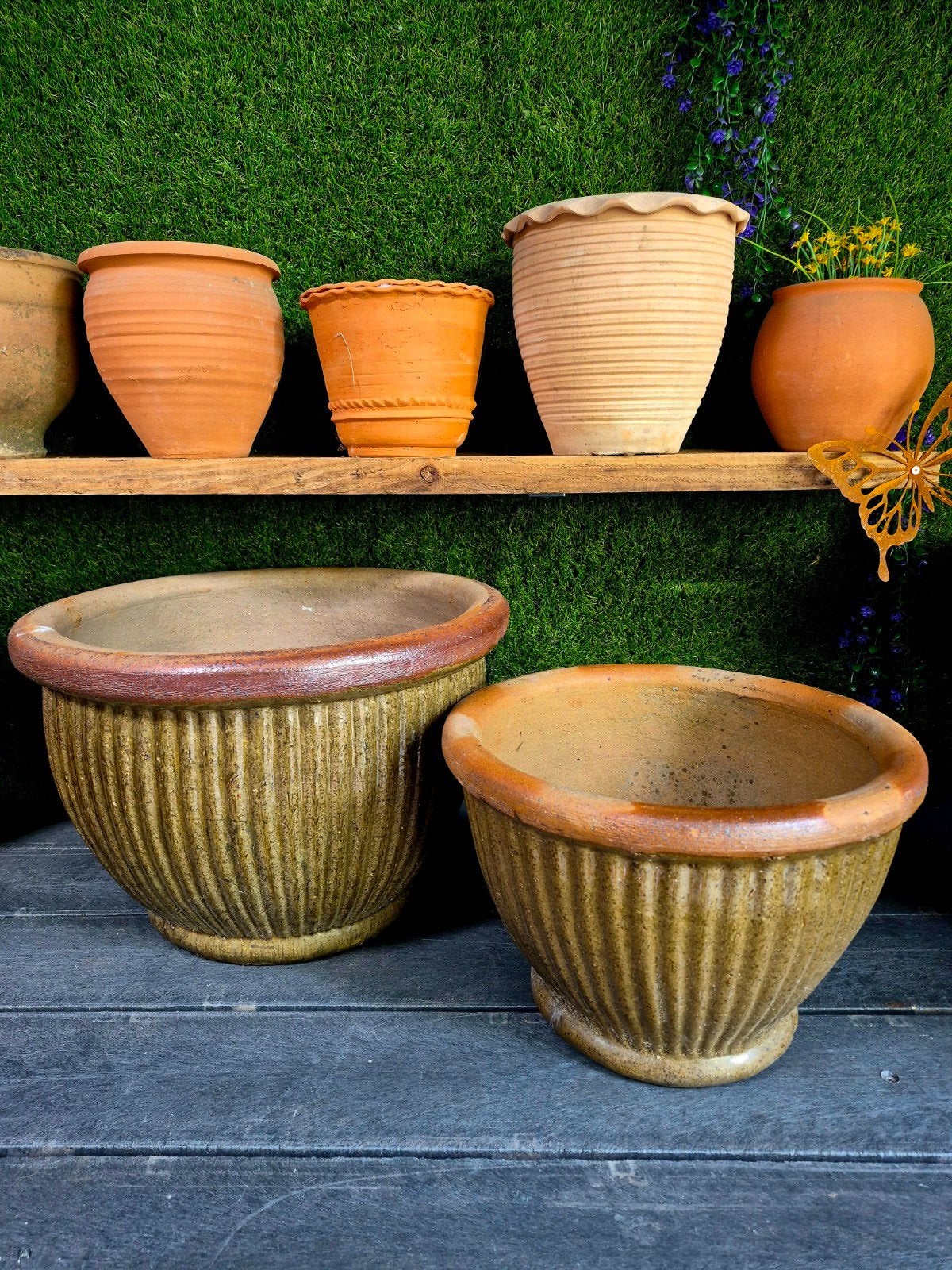 set groene bloempotten, Tuin en Terras, Ophalen