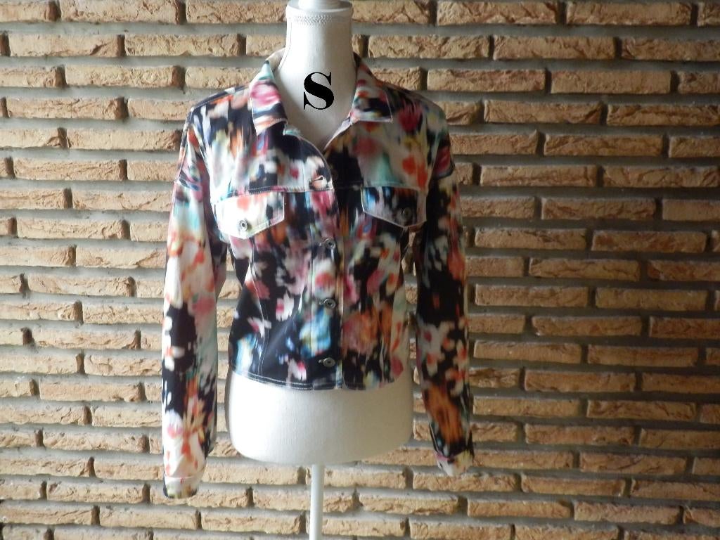 (37)- veste femme t.s colorée - bershka -, Zwart, Zo goed als nieuw, Maat 36 (S), Bershka