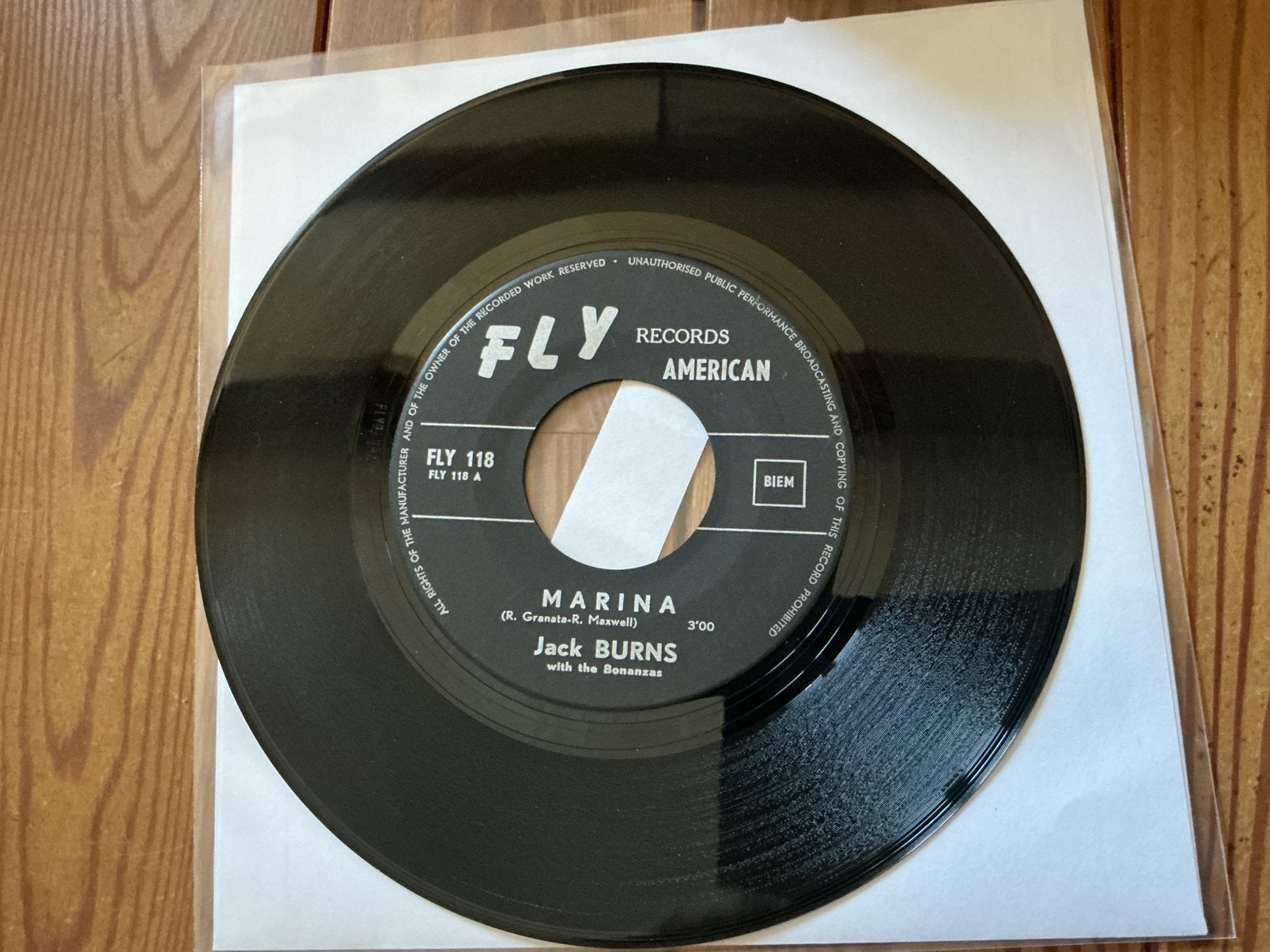 7” Jack Burns with the Bonanzas - Marina, Ophalen of Verzenden, Gebruikt