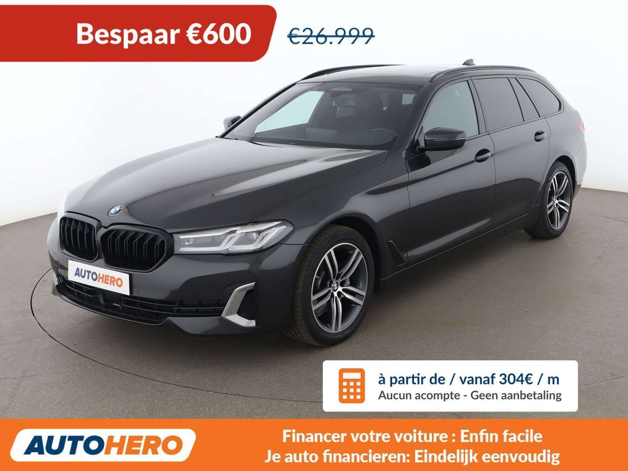 BMW 5 Serie 520 520d Mild-Hybrid Luxury Line (automatique), Cuir, Argent ou Gris, Euro 6, Noir