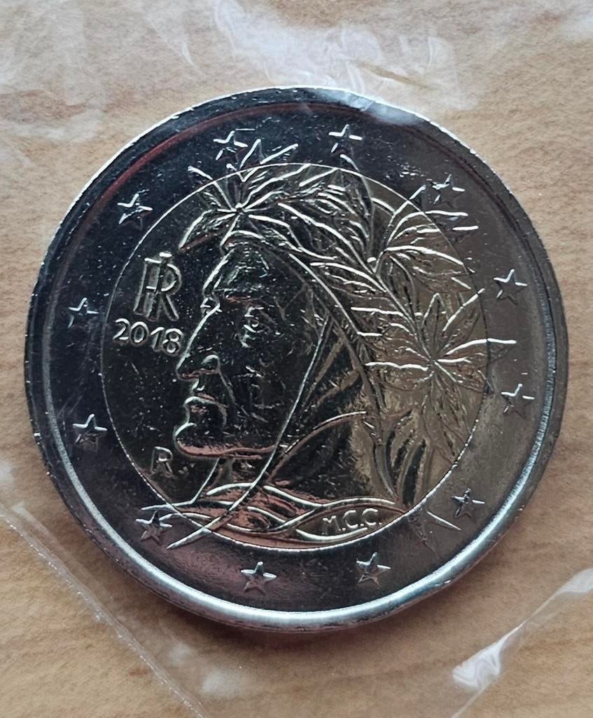 2 euro herdenkingsmunt italië 2002 dante, Postzegels en Munten, Munten | Europa | Euromunten, Ophalen of Verzenden, Italië, 2 euro