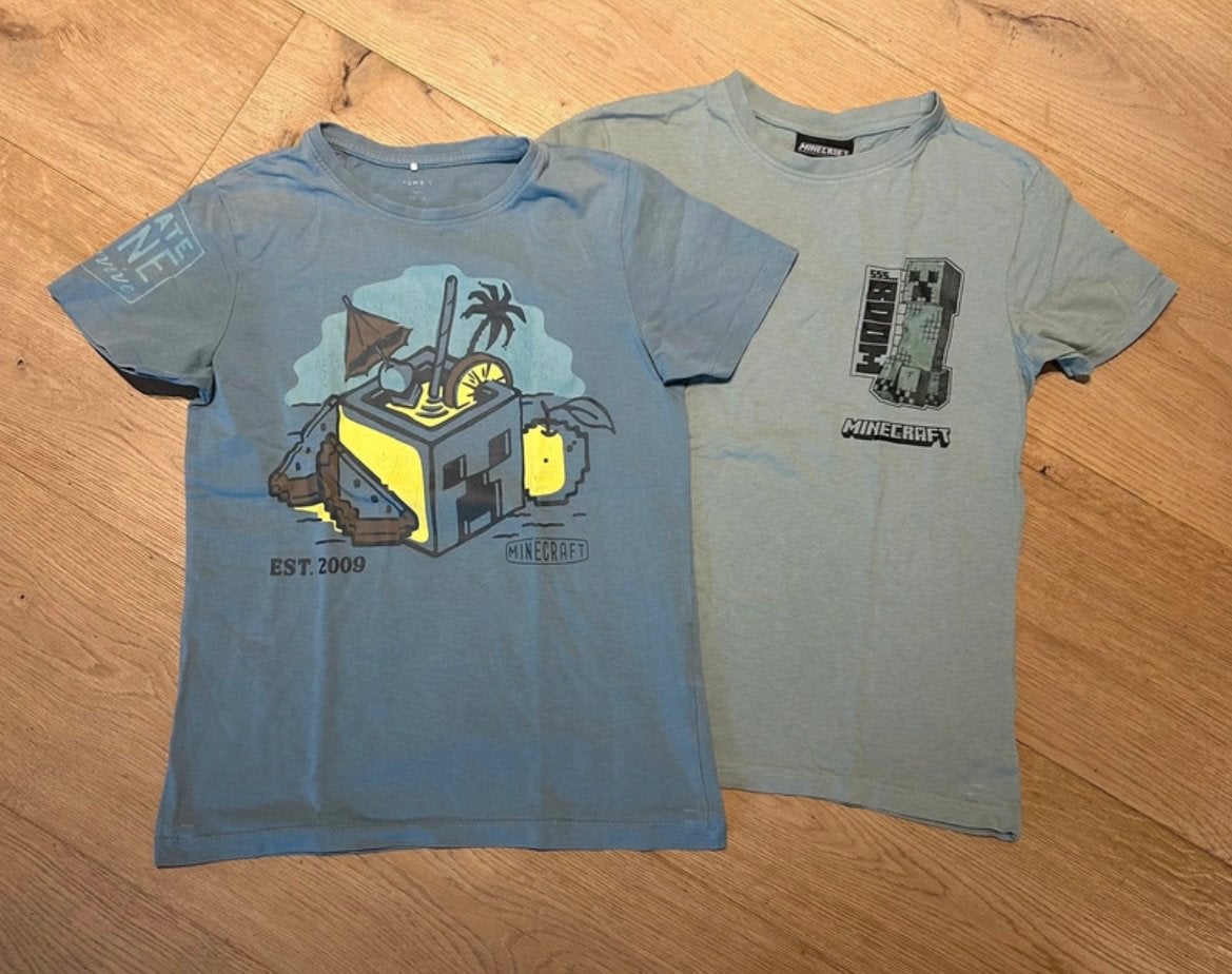 Minecraft T-shirts set 2stuks | Maat 146-152, Kinderen en Baby's, Kinderkleding | Maat 146, Ophalen of Verzenden, Gebruikt, Jongen