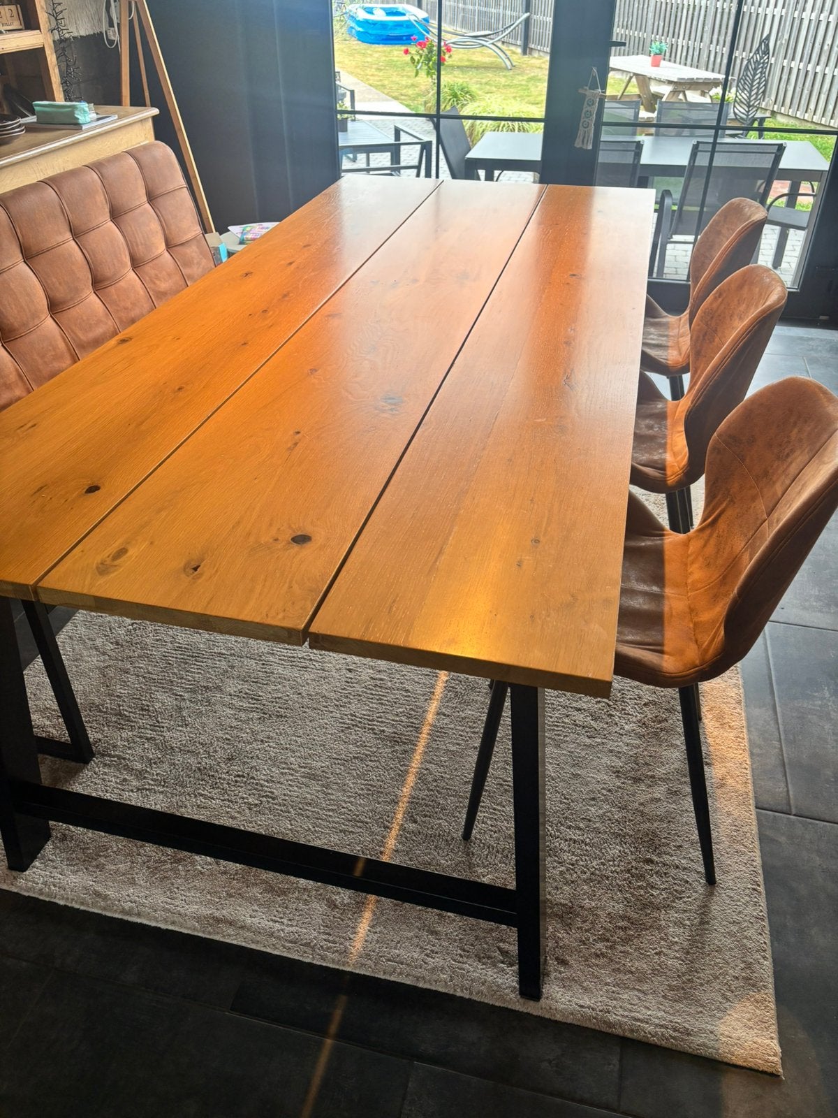 Table imitation bois, Maison & Meubles, Tables | Tables à manger, Comme neuf, 50 à 100 cm, 200 cm ou plus, Cinq personnes ou plus