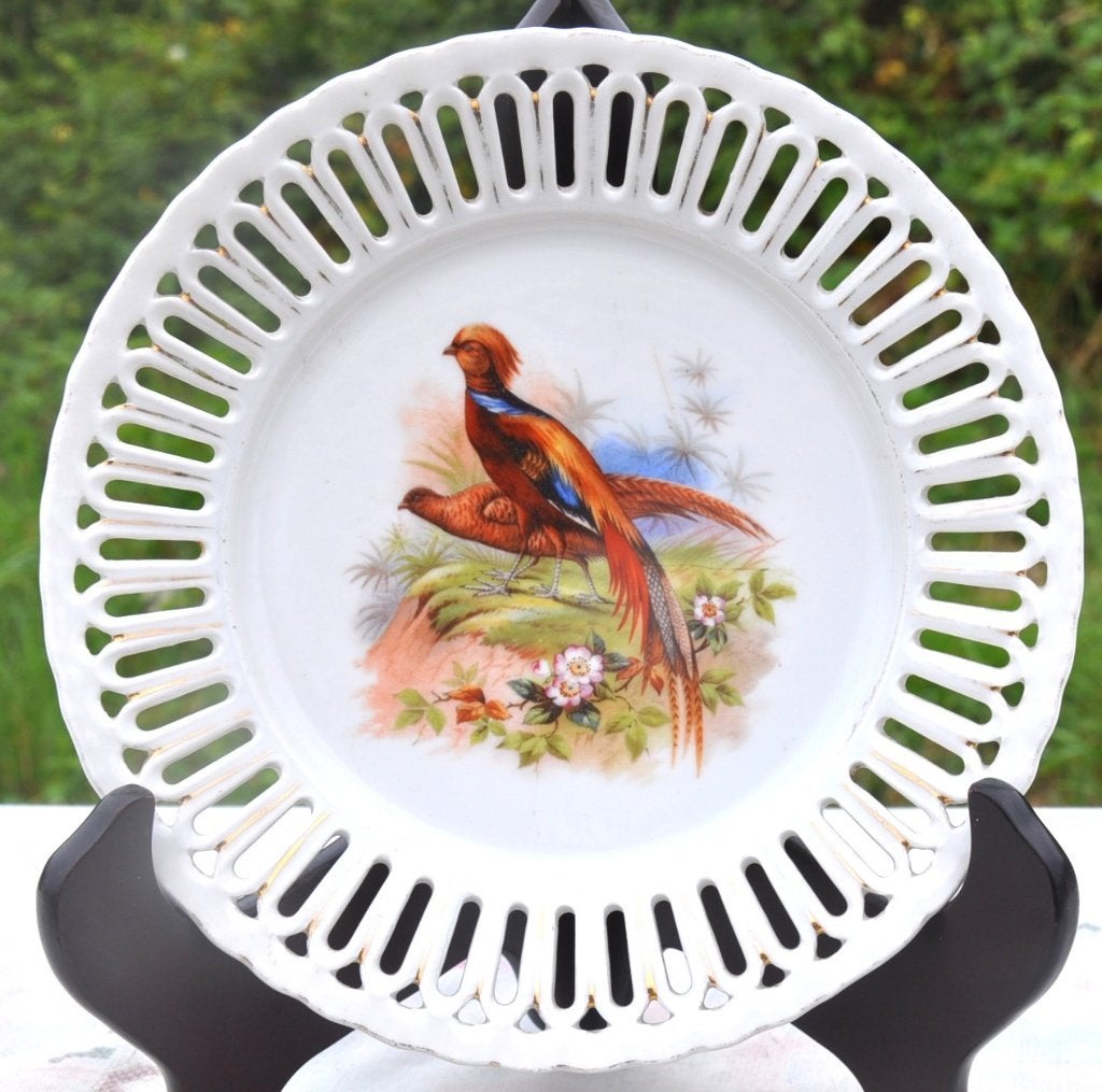 assiette décorative ajourée couple de faisans  (1), Antiquités & Art, Enlèvement ou Envoi