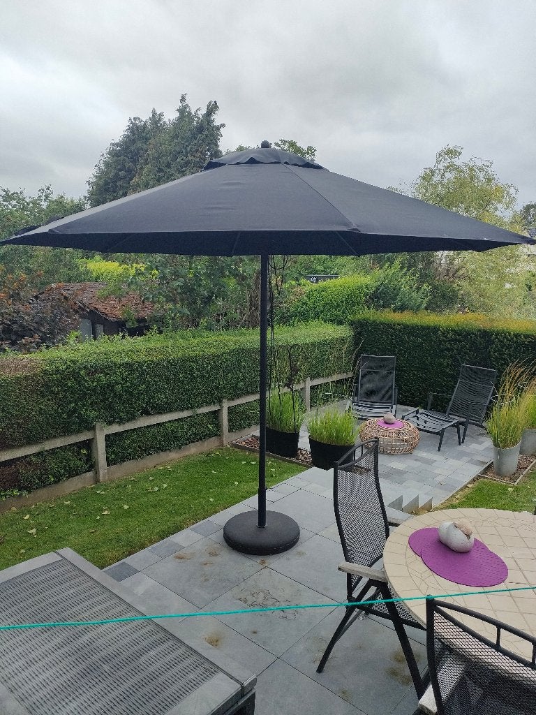 Parasol Bristol/Solino + voet + hoes, Ophalen, Overige typen, Zo goed als nieuw, Waterdicht