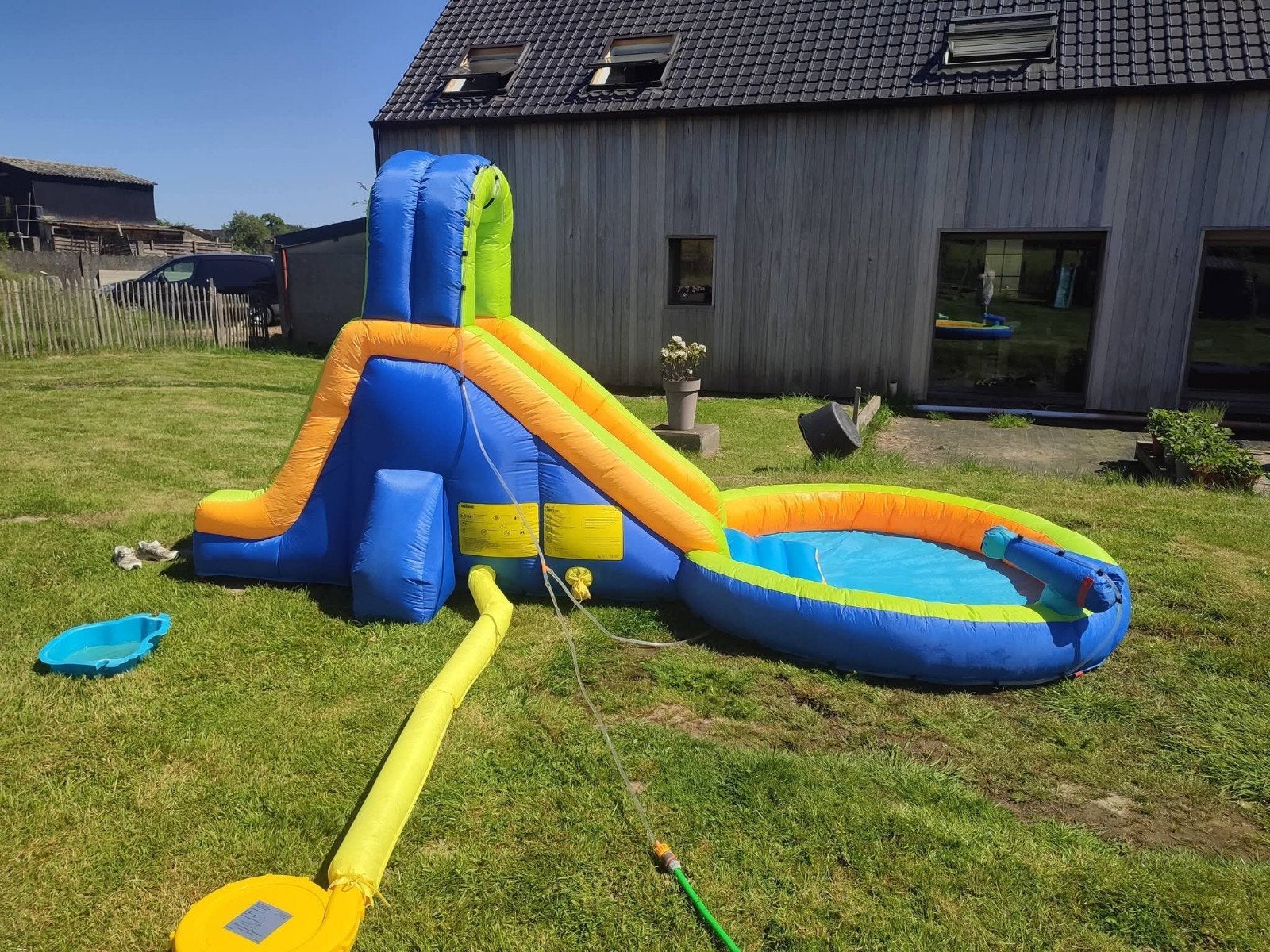 Zwembad in parachutestof met blower, Enlèvement, Toboggan