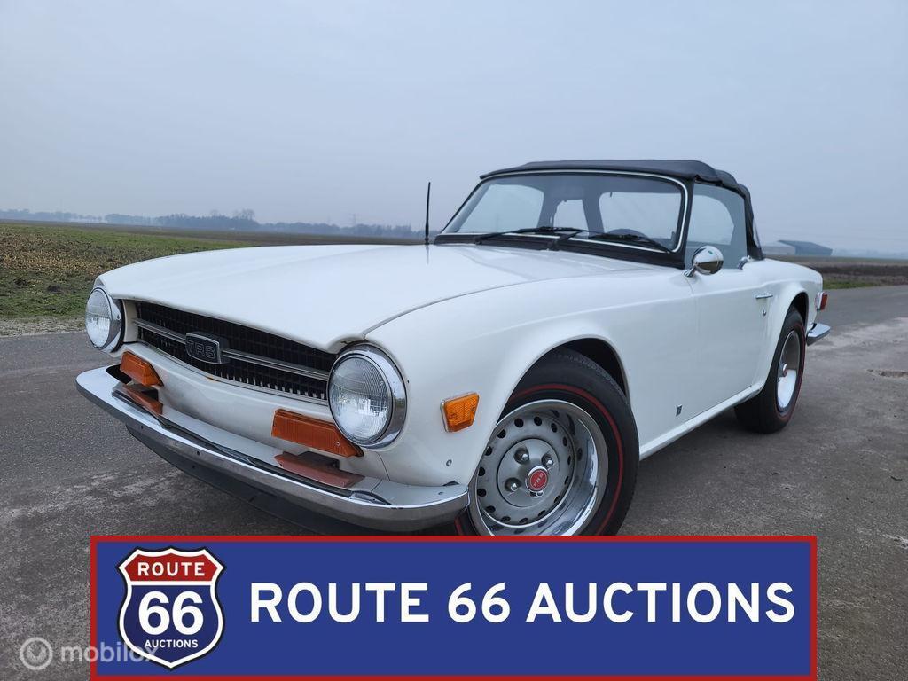Triumph TR6 | 1973 | Route 66 Auctions, Auto's, Oldtimers, Triumph, Zwart, Bedrijf, Handgeschakeld