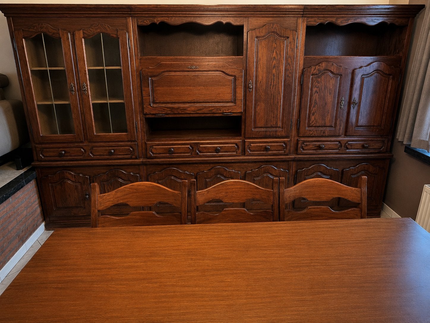 Salle à manger en chêne, Maison & Meubles, 200 cm ou plus, Utilisé, Chêne, 50 à 75 cm