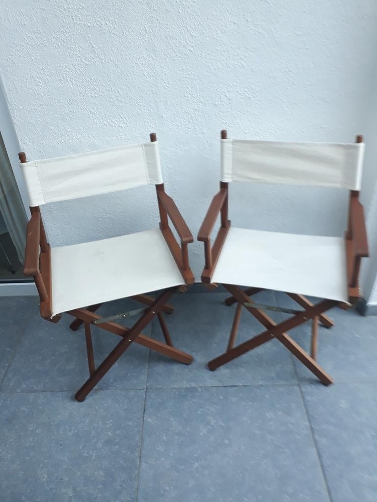 Twee houten regisseurs stoelen, Tuin en Terras, Tuinsets en Loungesets, Ophalen
