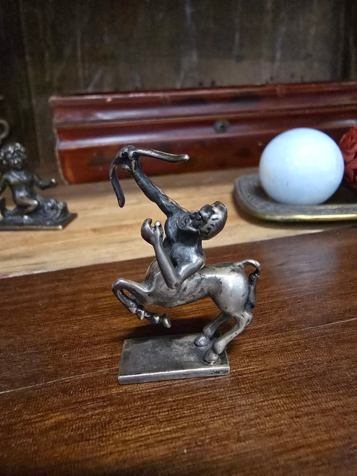 antiek zilver beeldje (boogschutter), Antiek en Kunst, Ophalen of Verzenden, Zilver