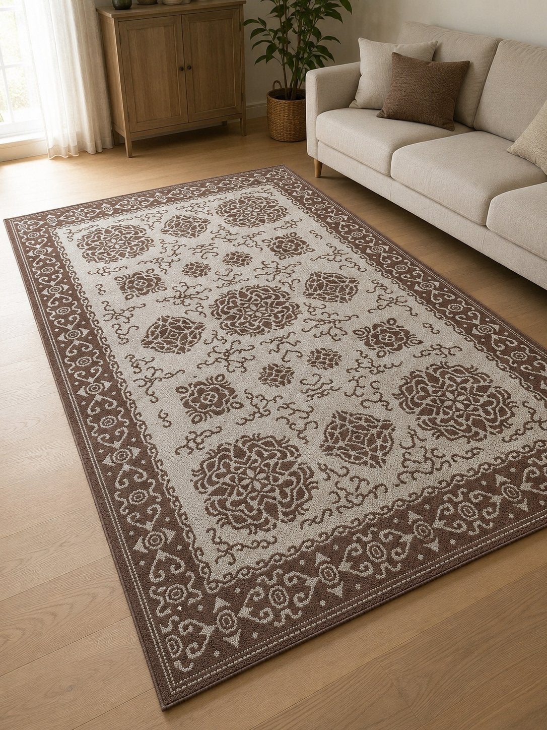 Groot klassiek vloerkleed / tapijt 290 x 190 cm, Ophalen, Zo goed als nieuw, Beige