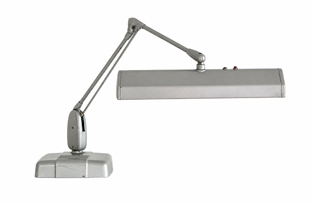 Vintage Dazor "Floating Fixture" bureaulamp grijs, Antiek en Kunst, Ophalen