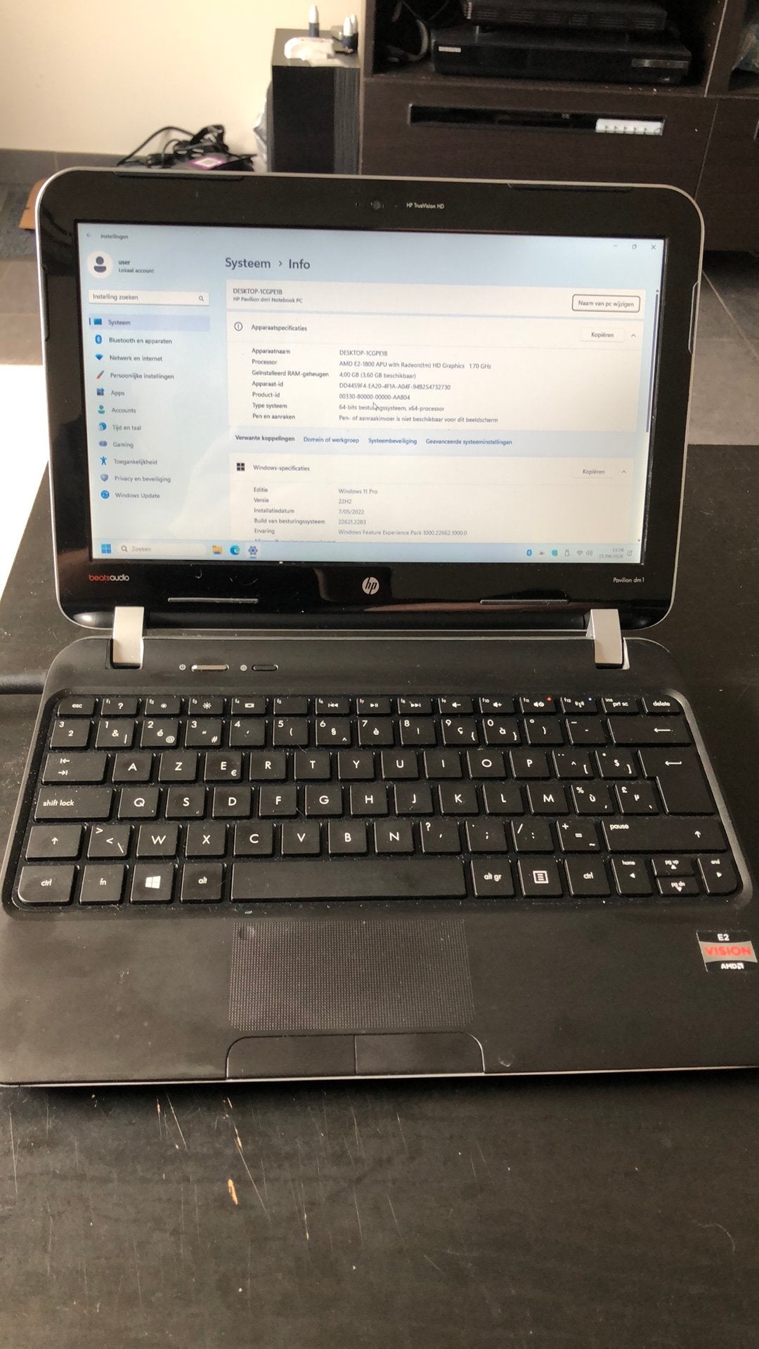 Hp pavilion dm1-4400 11,6” mini met laptop defecte batterij!, HDD, 11 pouces, Moins de 2 Ghz, Enlèvement