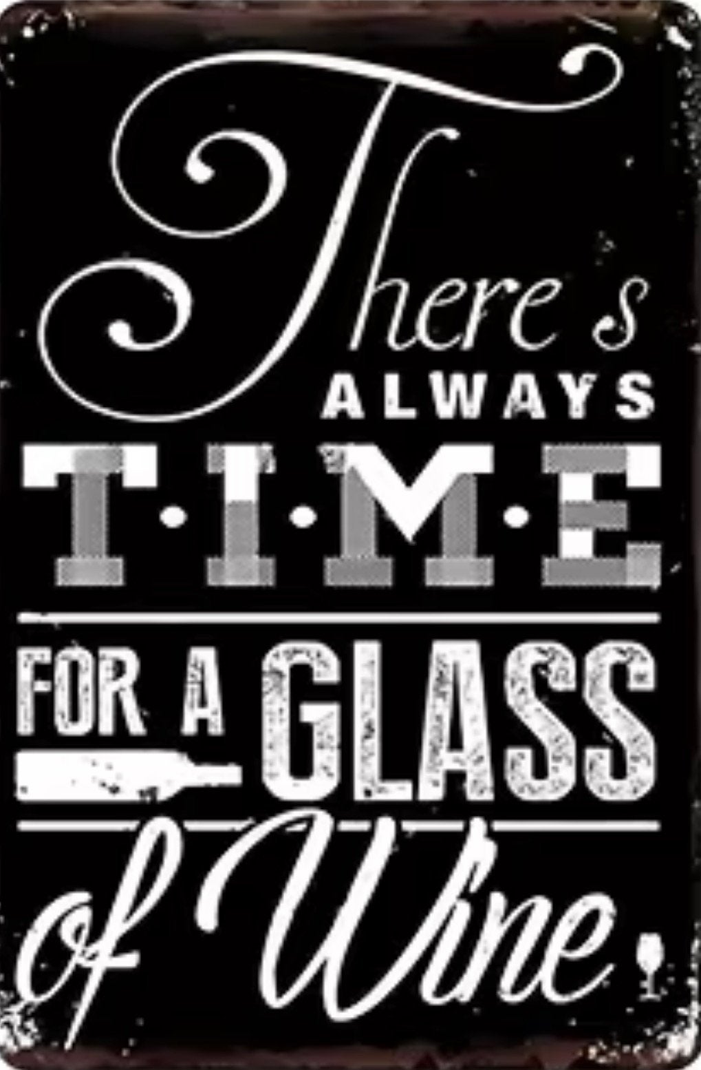 Metalen reclamebord Time for a glass of wine - retro mancave, Metaal, 20 cm, Nieuw, Ophalen of Verzenden