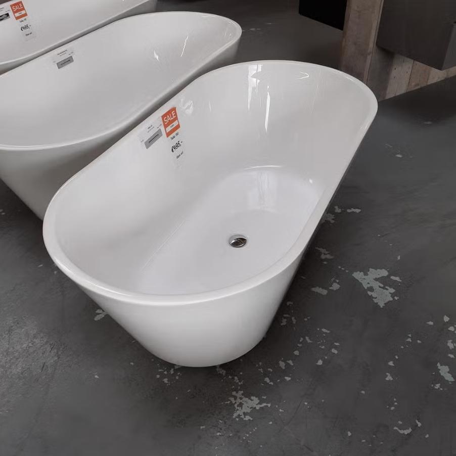 OUTLET! Glans wit vrijstaand ligbad, Sanitair, 150cm, Teika, Ophalen of Verzenden, Nieuw, Wit