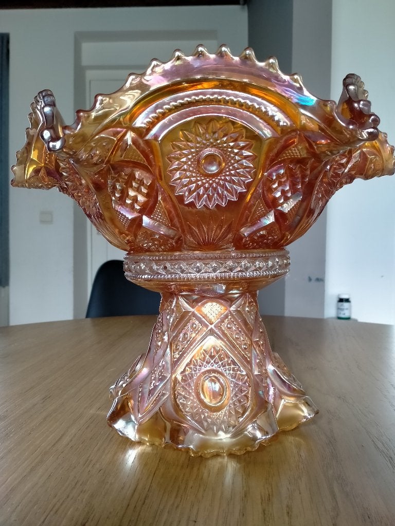 Marigold carnival glass, Maison & Meubles, Verre, Utilisé, 22 cm, Transparent