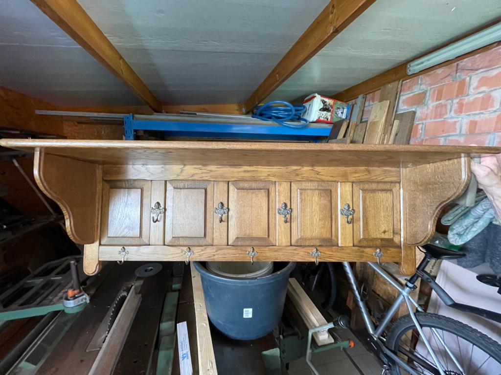 Massief eiken kapstok (rustiek), Zo goed als nieuw, Minder dan 100 cm, Hout, Ophalen