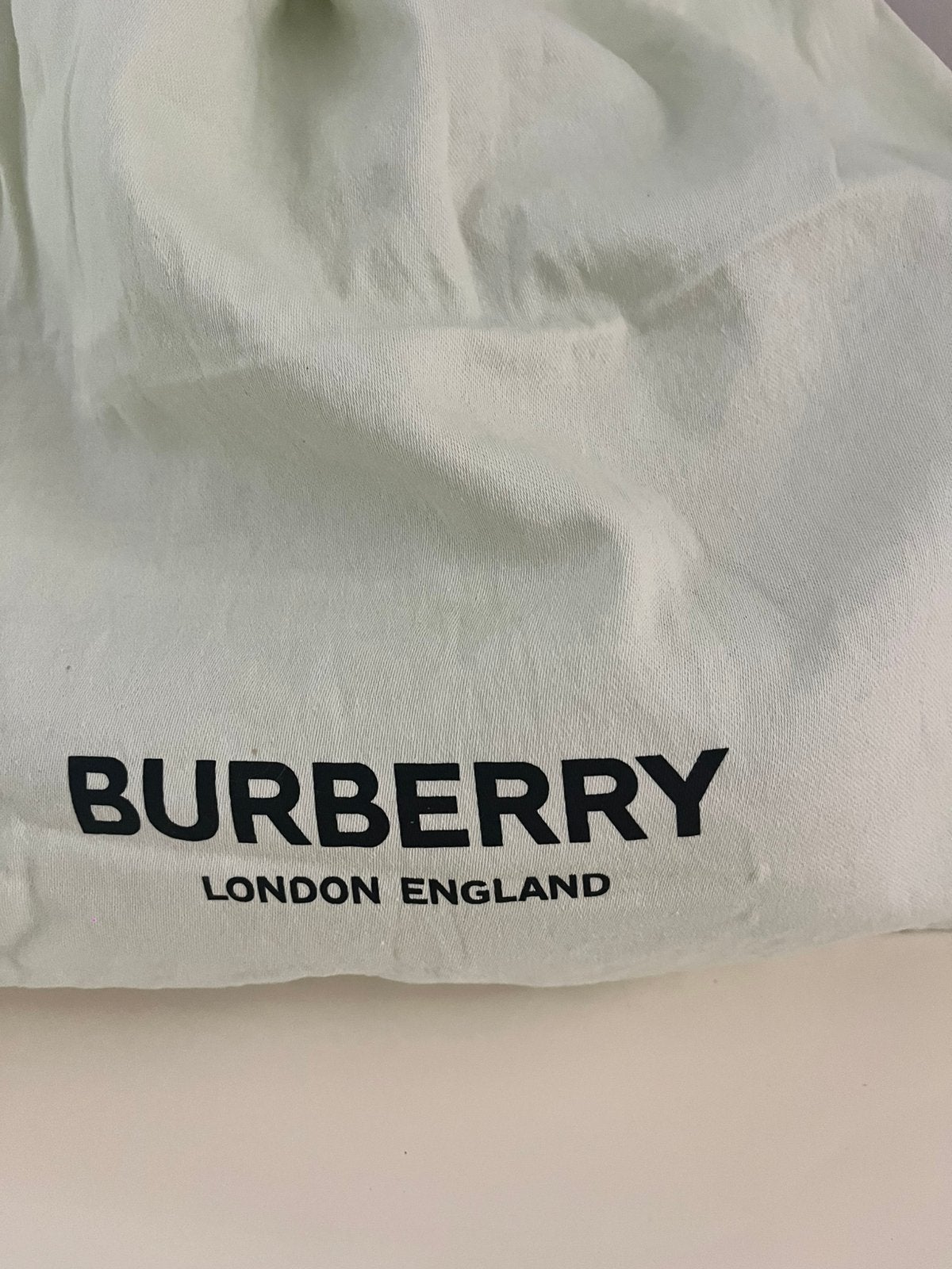 Sac  /dust bagBurberry authentique vert menthe avec logo, Enlèvement ou Envoi, Comme neuf, Vert