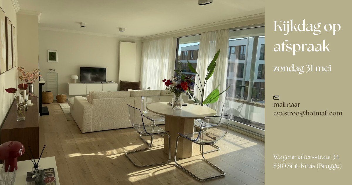 Instapklaar, lichtrijk appartement in Sint-Kruis, Immo, Huizen en Appartementen te koop, 230 kWh/jaar, Tot 200 m², 2 kamers, Verkoop zonder makelaar