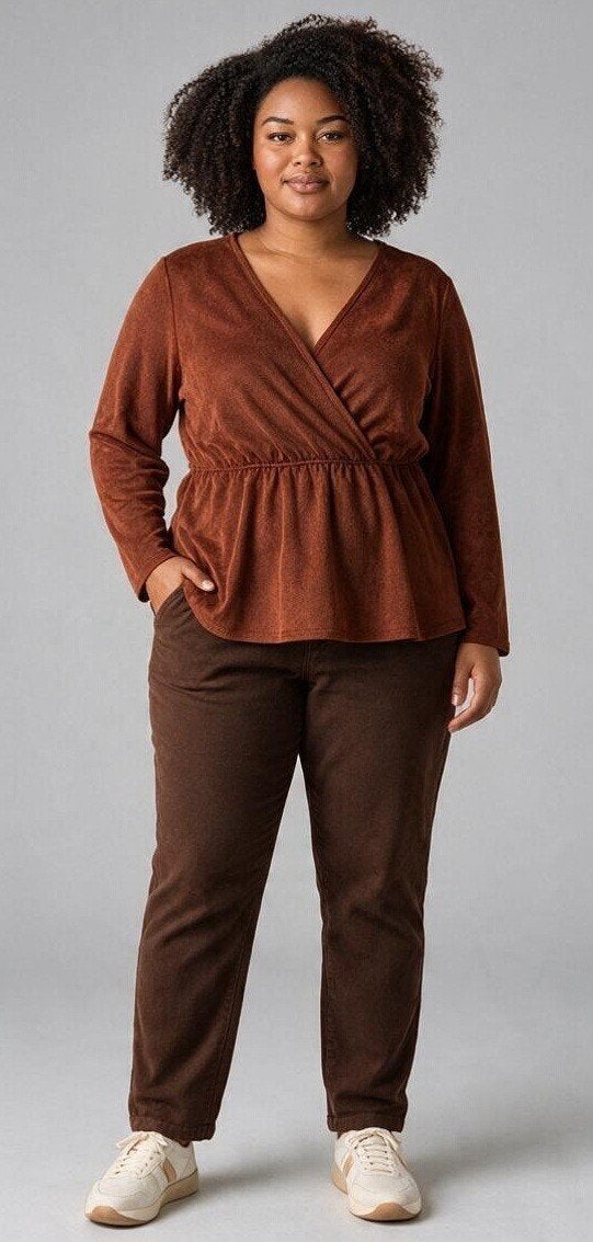 Shein Blouse/Tuniek Maat 1X L Curve - In uitstekende staat, Kleding | Dames, Bruin, Maat 46/48 (XL) of groter, Ophalen of Verzenden