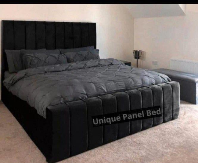 Luxe fluwelen bed – elegant design met premium comfort, Envoi, Neuf, Noir