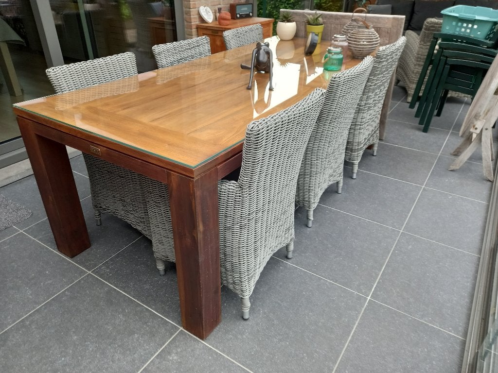 Tuintafel met stoelen, Tuin en Terras, Tuintafels, Ophalen, Zo goed als nieuw, Rechthoekig, Hout