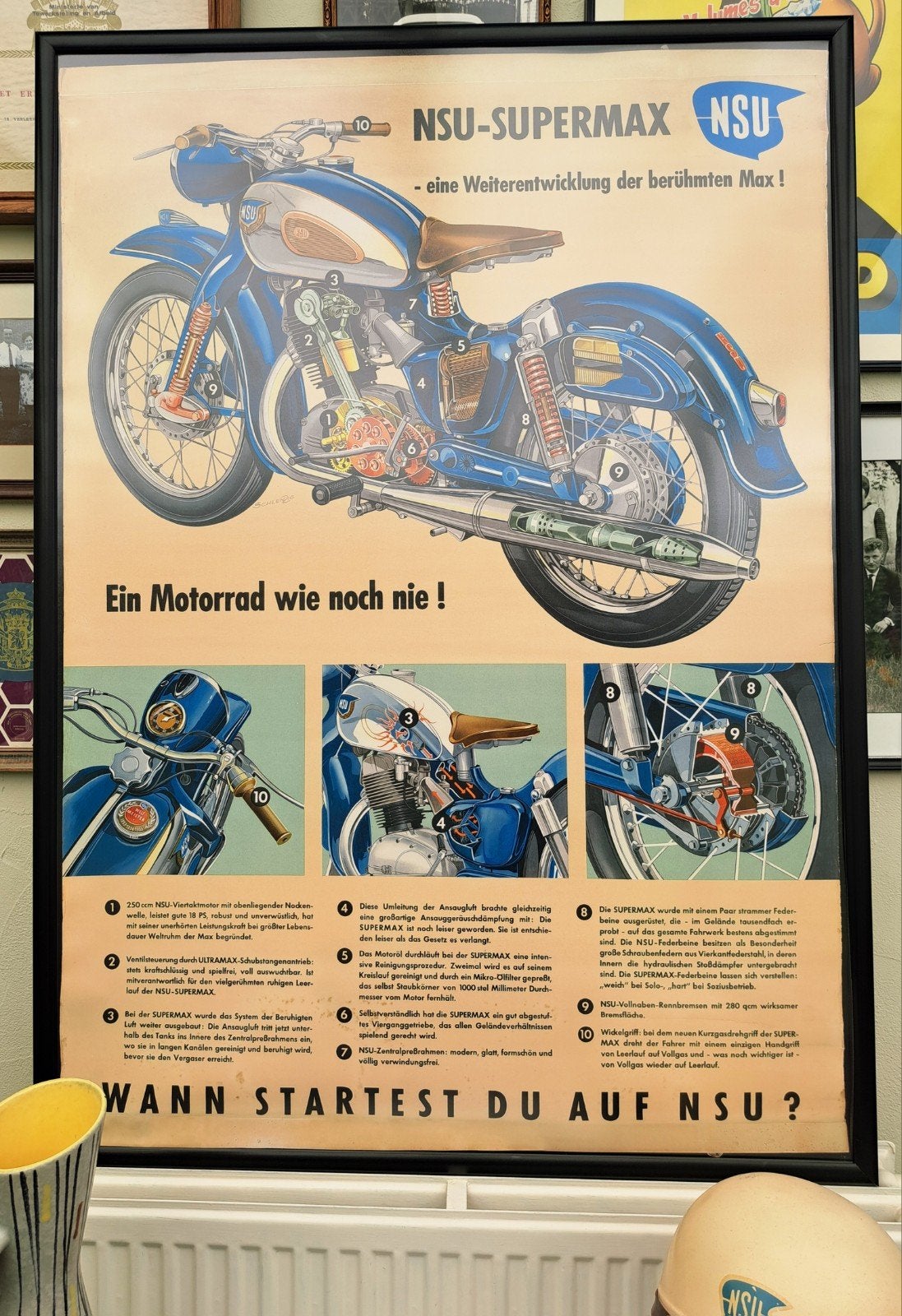 NSU Supermax 1956 - Reproduction en haut de la page A0, Collections, Posters & Affiches, Neuf, Autres sujets/thèmes, Affiche ou Poster pour porte ou plus grand