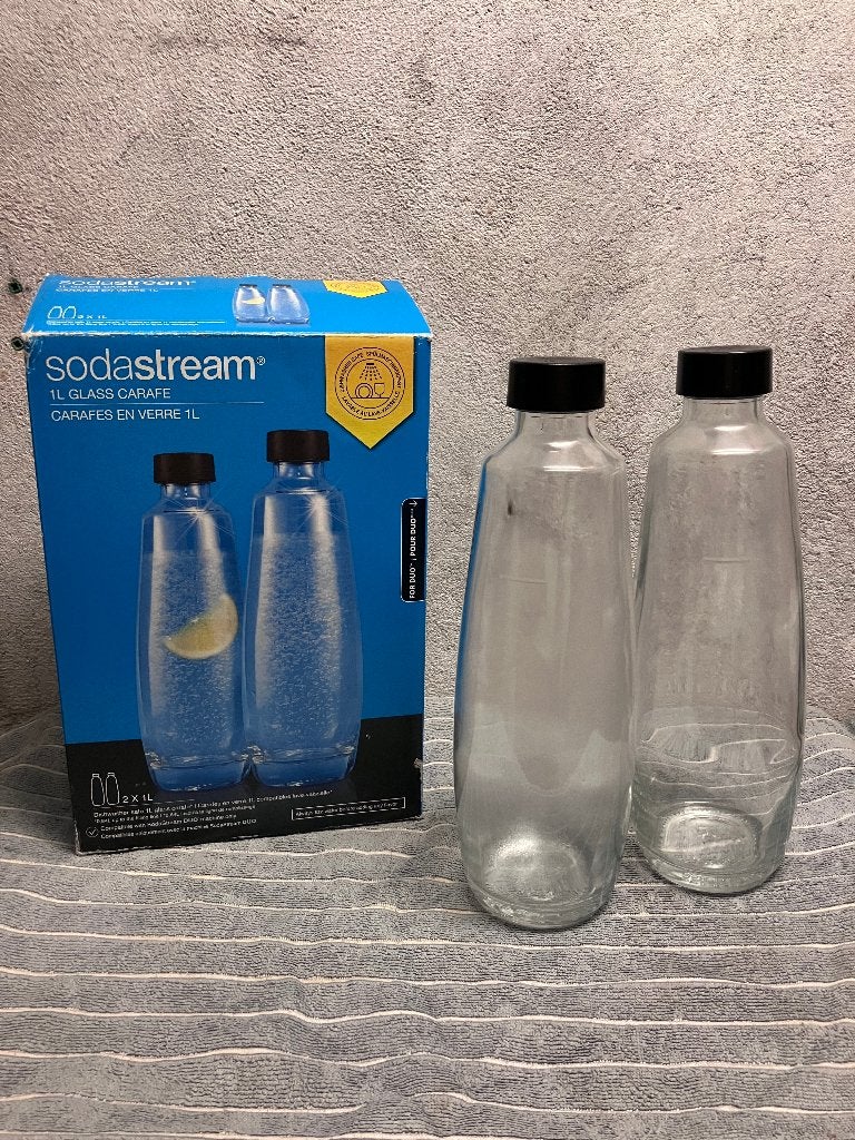 sodastream 2 glazen flessen 1 liter, Ophalen, Zo goed als nieuw
