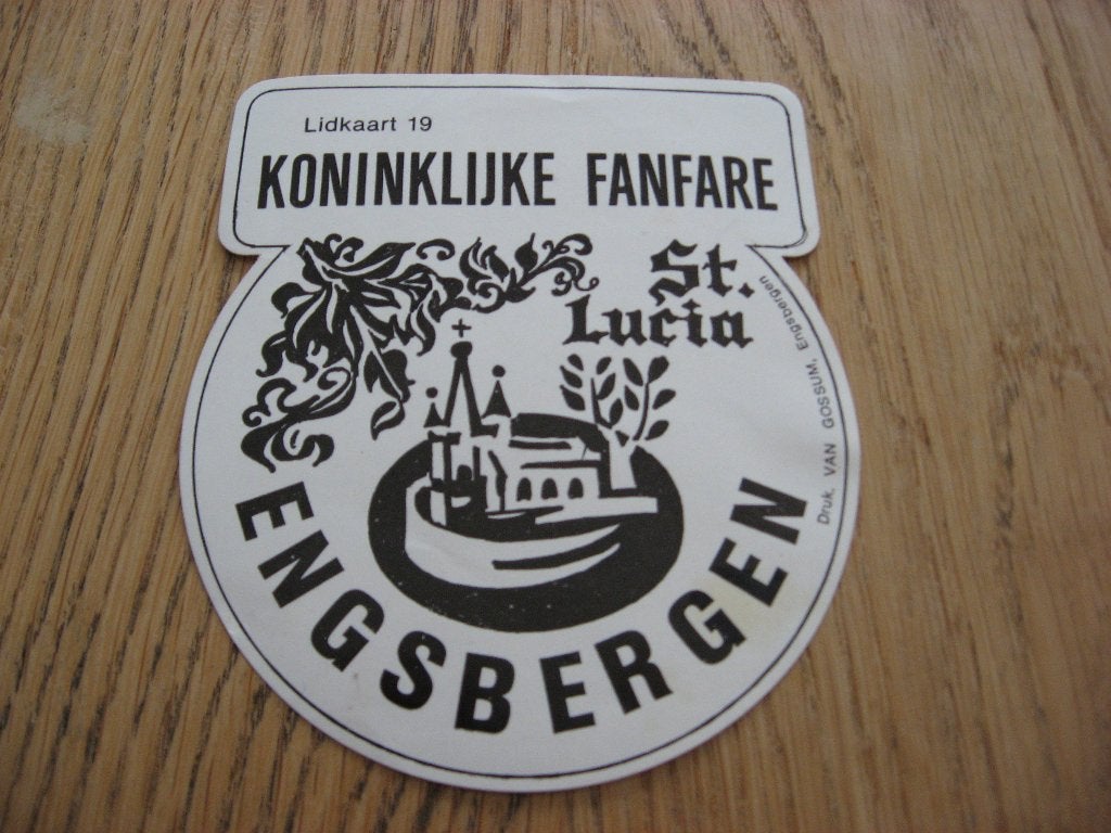 Sticker Koninklijke Fanfare St Lucia Engsbergen 9 x 10,5 cm, Enlèvement ou Envoi, Neuf, Société ou Association