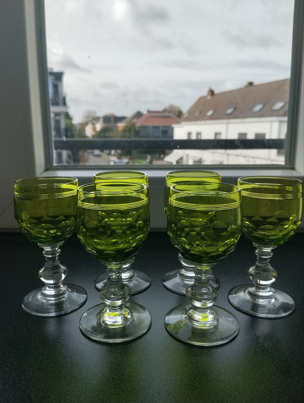 Uitzonderlijke set van 6 Rijnwijnglazen (Roemer) in kristal, Ophalen, Zo goed als nieuw, Overige typen