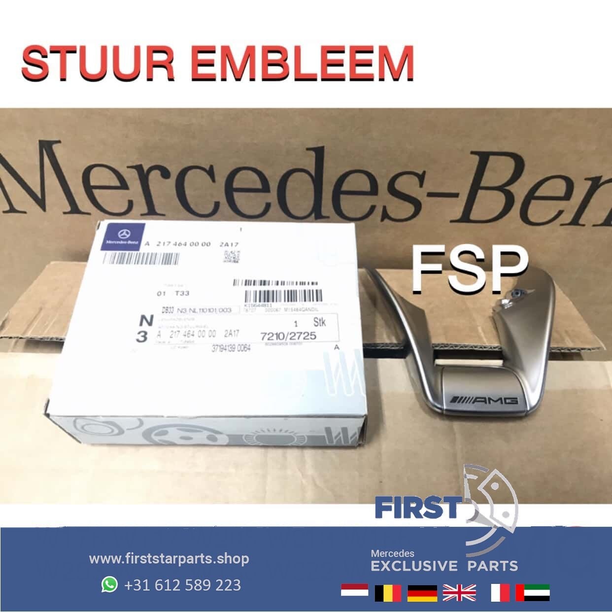 AMG STUUR LOGO EMBLEEM BADGE Mercedes A45 CLA45 C63 C43 E63, Gebruikt, -, Voor, Ophalen of Verzenden