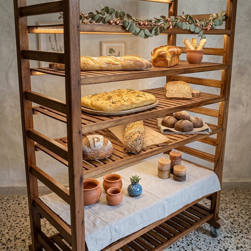 ANCIEN RAYONNAGE DE BOULANGER A RESTAURER (ROUES), Antiek en Kunst, Ophalen