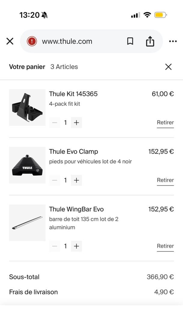 Barres de toit Thules neuves + fixations, Enlèvement, Neuf