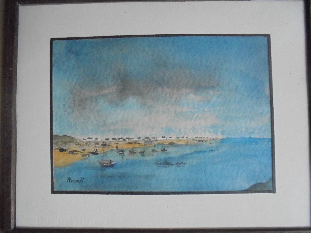 A Proost  Aquarel  Zeegezicht, Antiek en Kunst, Verzenden, Gesigneerd, Aquarel