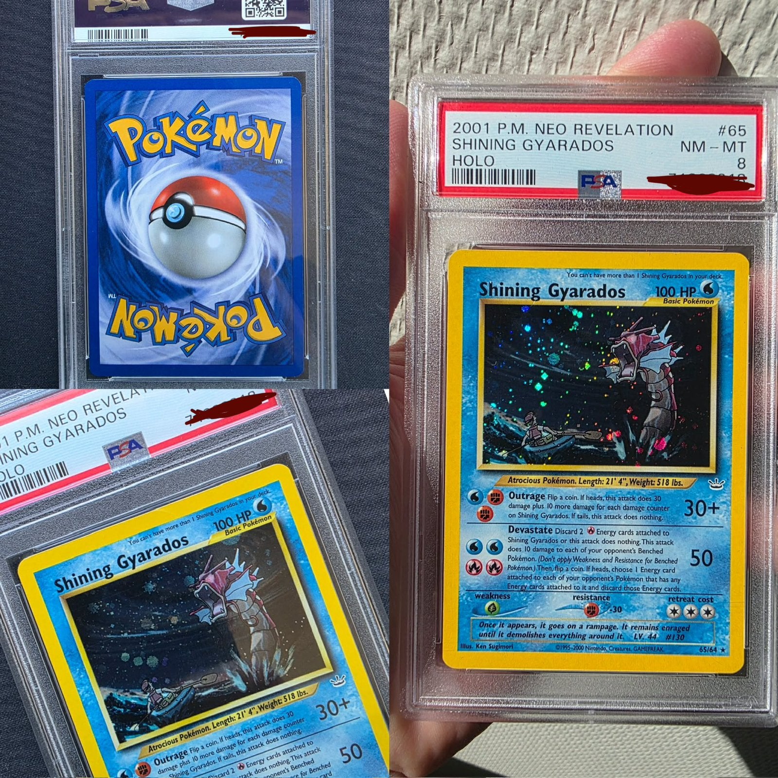 Double holo shining gyarados psa 8, Ophalen, Zo goed als nieuw