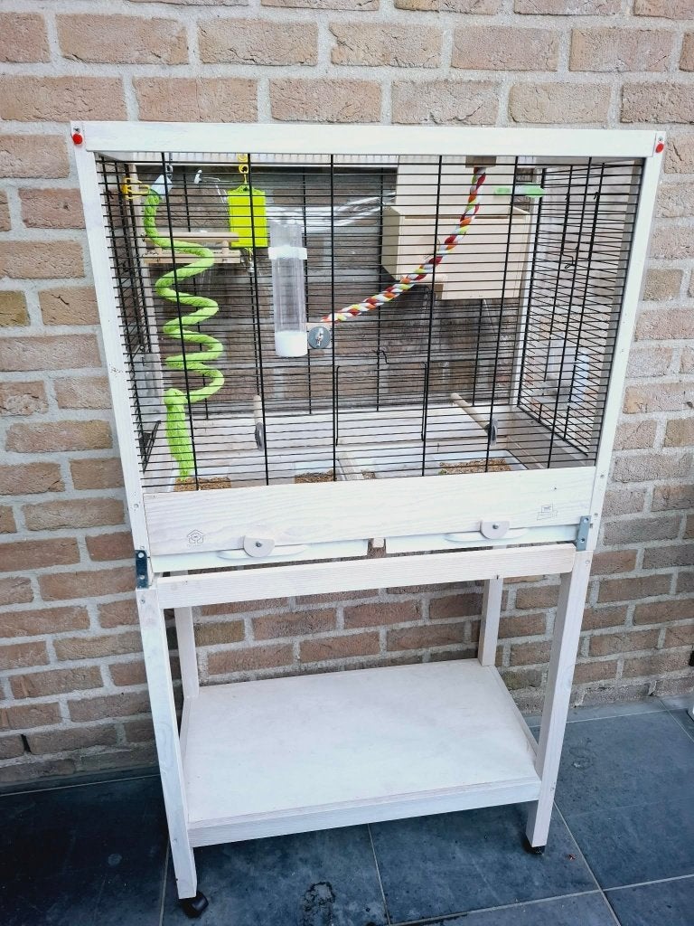Cage à oiseaux avec cadre, Animaux & Accessoires, Oiseaux | Cages & Volières, Enlèvement, Utilisé, Bois, Cage à oiseaux